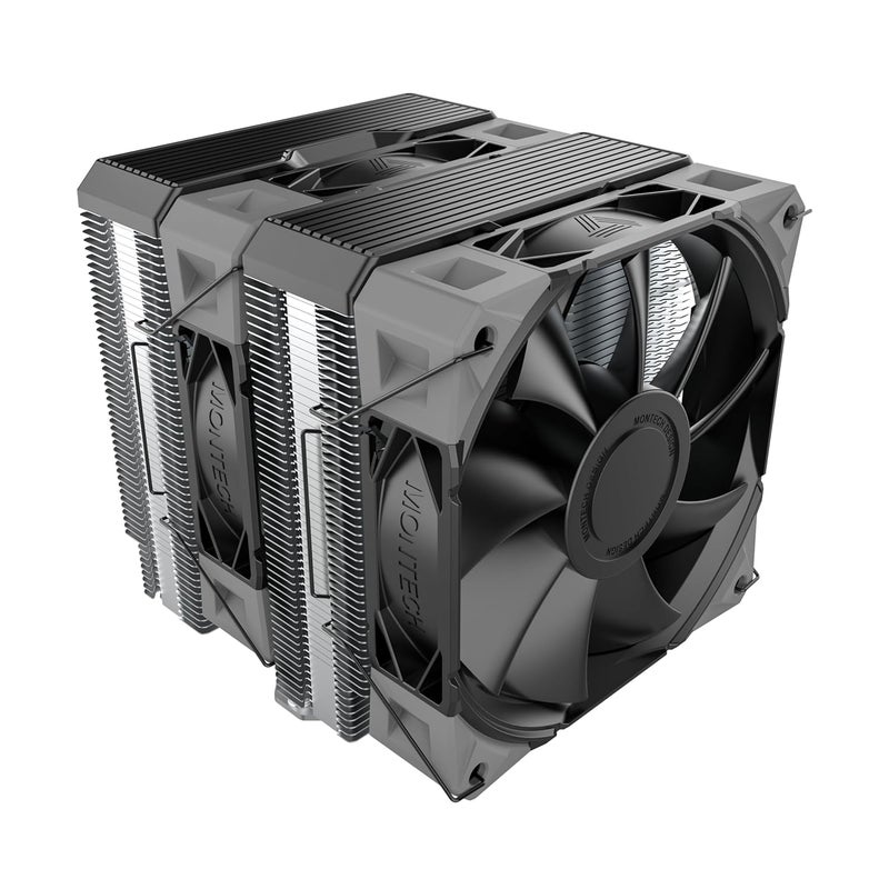 MONTECH NX600 Dual-Tower CPU Air Cooler with 6 Heatpipes & Premium Top Cover | 28mm E28 PWM Premium Fan | Soldered Copper Base | Superior Heat Dissipation | All Intel & AMD Socket Support | Black - Image 1